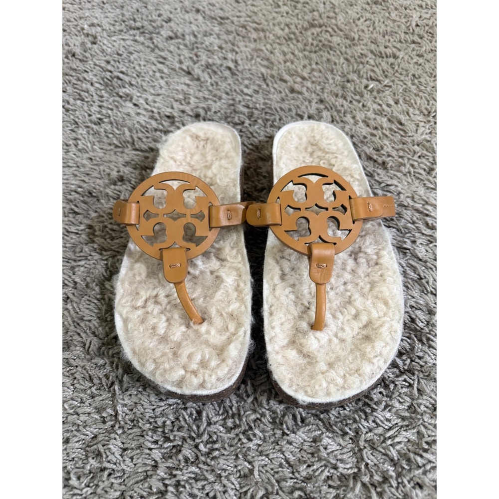 Tory Burch Miller Cloud Shearling Sandals Size 6.5